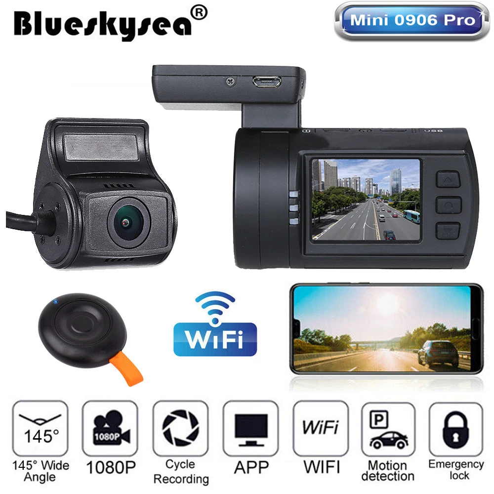 Автомобильный видеорегистратор Blueskysea Mini 0906 Pro двойной объектив 1080P Wi Fi GPS