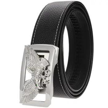 

Men's Leather Ratchet Belt Fashion Men’s Leather Dress Belts with Automatic Buckle Brass buckle leather belt