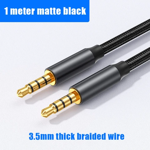 4 Pole Male to Male Extension Cable with Microphone Stereo Audio Adapter Compatible for iPhone iPad Smartphones Tablet