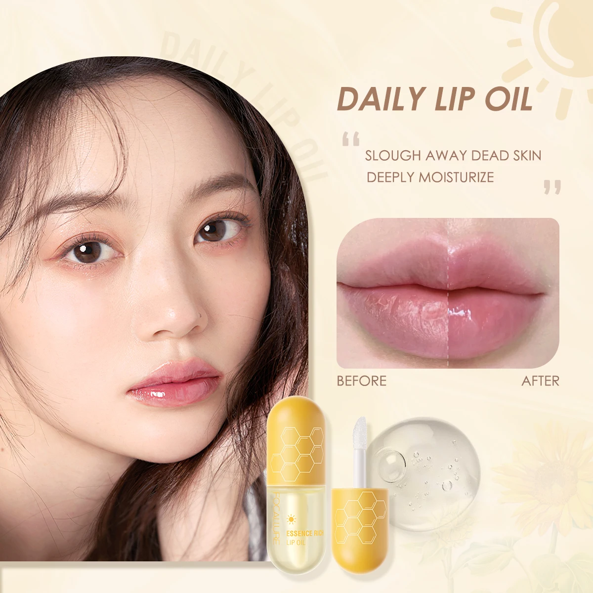FOCALLURE Day Night Moisturizing Repairing Lip Oil Instant Volume Lip Plumper Reduce Fine Line Lips Care Makeup Cosmetics