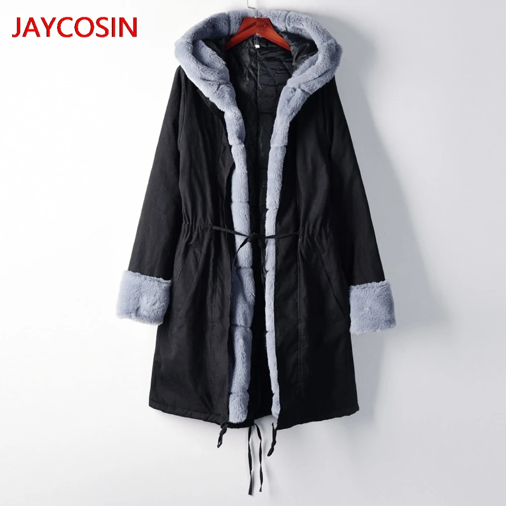 JAYCOSIN женские парки женские с длинным рукавом Искусственный мех зимняя куртка парка с капюшоном пальто рыбий хвост пальто Лидер продаж L400830