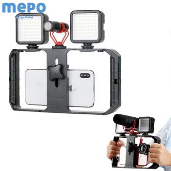 

Video Rig Mobile Phone Vlogging Filmmaking Stabilizer Smart Phone Bracket w/ 1/4 Screw Cold Shoe Mount for iPhone Samsung Xiaomi