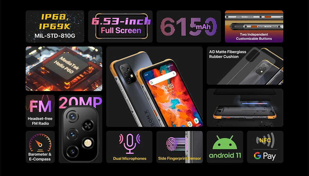 poco best phone UMIDIGI BISON X10 Rugged Smartphone IP68 64GB/128GB NFC 20MP Triple Camera 6150mAh Phone Global Version umidigi latest phone