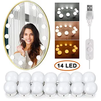 

DIY 14 LED bulbs Dimmable Makeup Light Bulb Mirror LED Dimmable Mirror Light 3 color modes 4000K daylight 4.6M 40DEC03