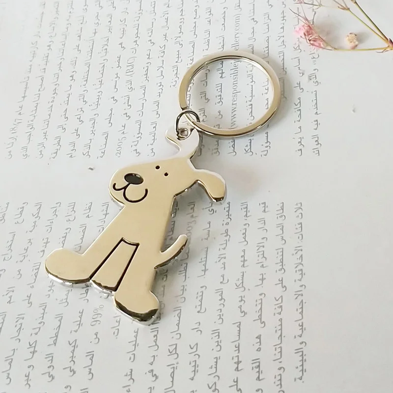 Dog Metal Key Ring With Clear Crystal Collar 