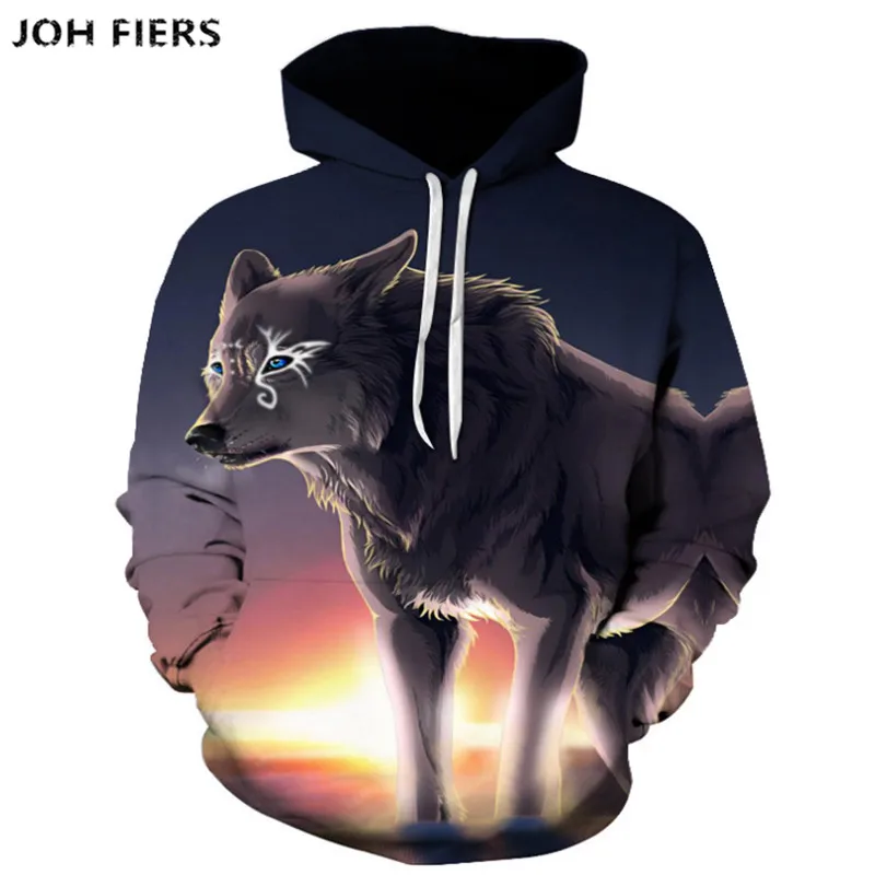 

Fashion Men Wolf Animal 3D Printed Hooded Hoodies Men / Women's Shinning Wolf Design Sweatshirts 3D Harajuku Hoody