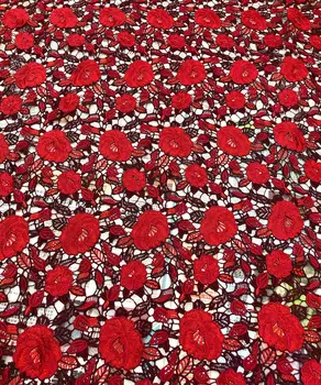 

Gorgeous 3D appliques water soluble lace fabric 2020 Highest Quality guipure lace fabric Lurex embroidery sewing evening gown