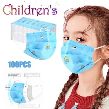 

1000pcs Lovely Print Children's Mask Disposable Face Mask Industrial 3 Ply Ear Loop Dustproof Windproof Fog Haze Pollution Mask