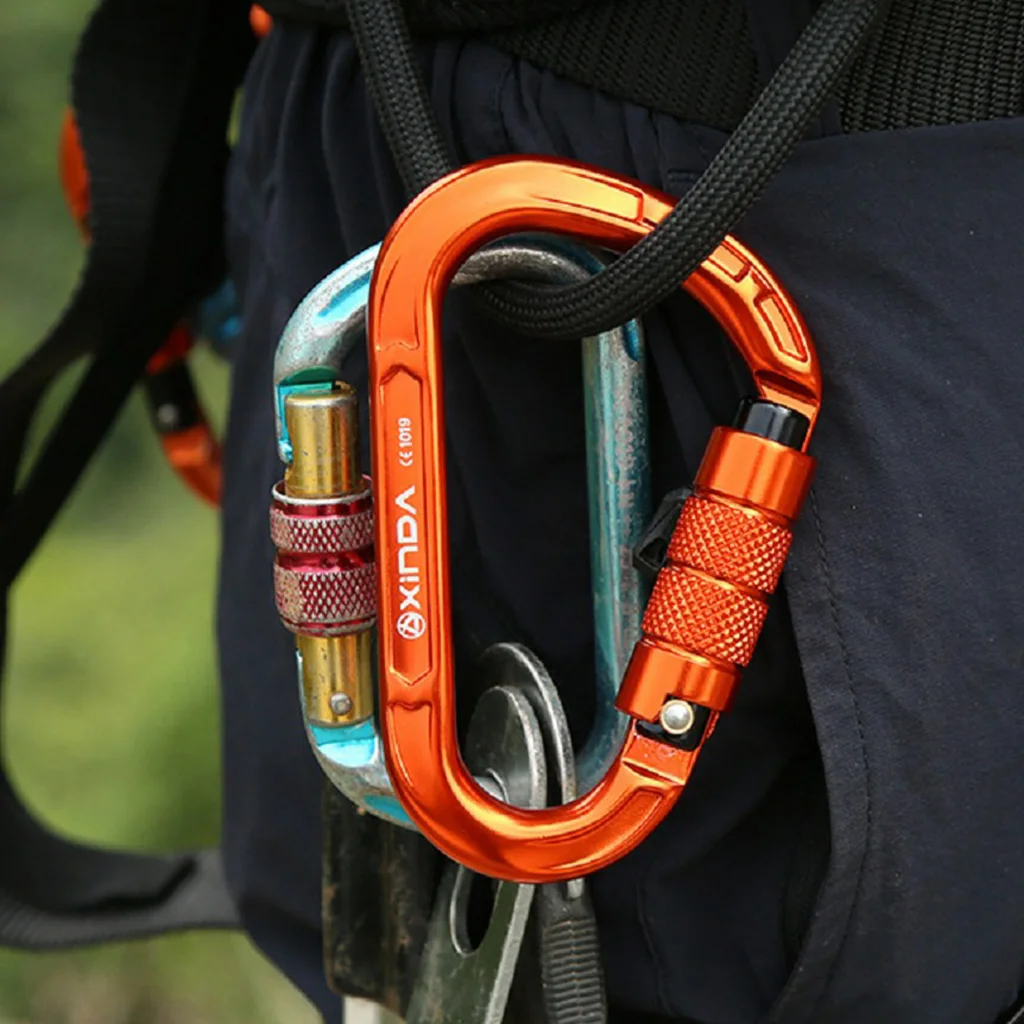 Climbing 22KN Screw Gate Auto Locking Carabiner Buckle Hook Clip Hardware Equipment