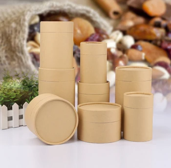 

10pcs Cylinder jewelry gift box sock paper box earth box environmental protection cowhide paper tube tea can packaging box