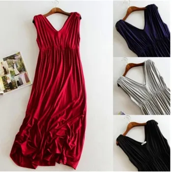 

MAGGIE'S WALKER Summer Party Women Dress Loose Plus Size Pregnant Woman V-neck Modal Fabric Camisole Evening Dress Long Skirt