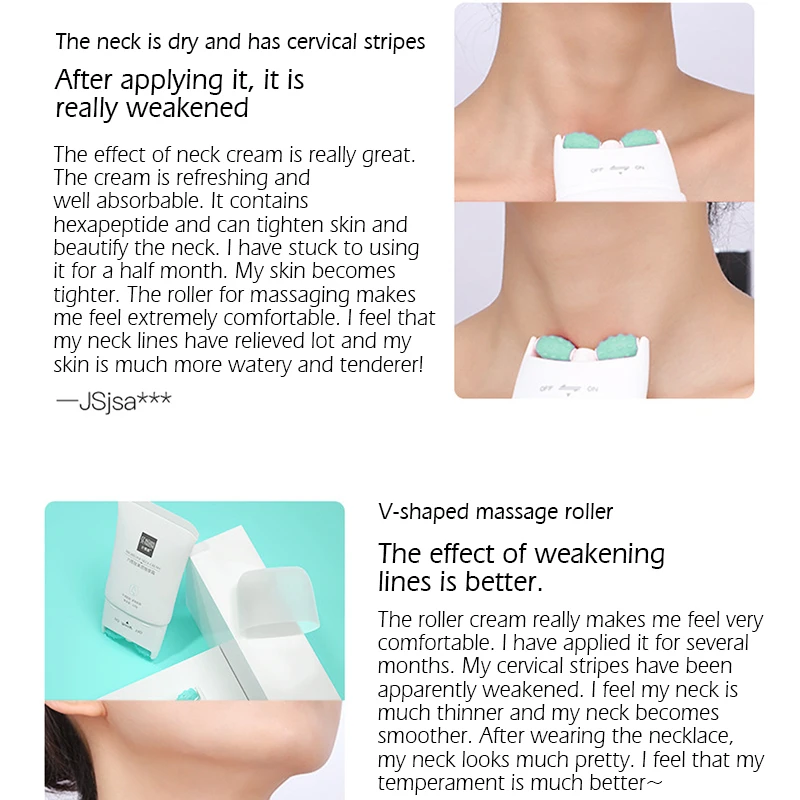 SENANA Hexapeptide Roller Massage Neck Cream V shaped Body Cream Moisturing Anti Aging Reduce Fine Lines 4