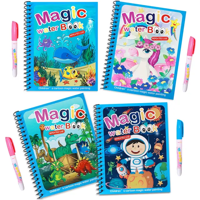 New Magic Water Drawing Book Coloring Book Doodle Magic Pen Painting Drawing Board Kids Toys Birthday Christmas New Year Gift AA 1