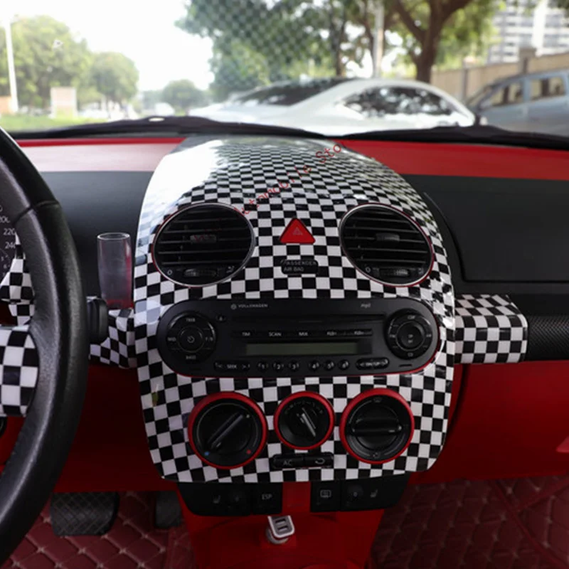 Für VW volkswagen beetle 2003-2010 schwarz carbon fiber Innen auto navigation bedienfeld klimaanlage steckdose abdeckung trim – Detail 3