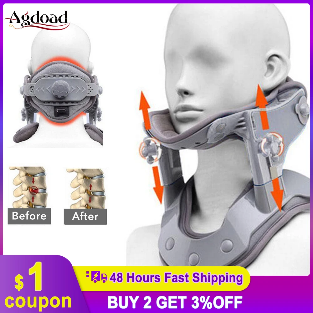 Infrared Heating Cervical Traction Stretching Neck Support Brace Electric Hot Compression Neck