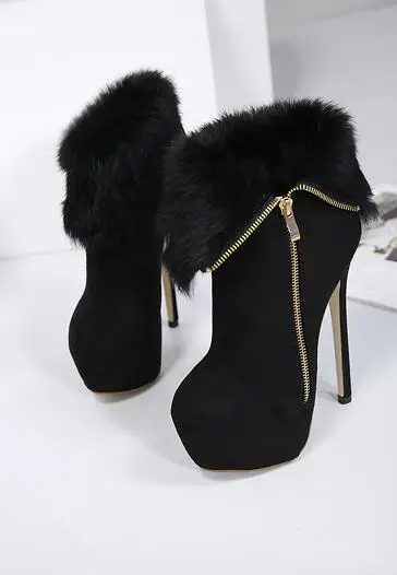 

A+A&& The new 2018 real rabbit fur high-heeled boots are 16cm 34-40 sizes free shipping