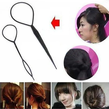 

2pcs/set Ponytail Creator Plastic Loop Styling Tools Fast Easy Magic Bun Princess Hairstyle Hair Braider Maker Styling Tool