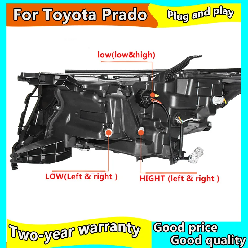 Автомобильный Стайлинг для Toyota 2018 2019 Prado все светодиодный фар Land cruiser prado монитор