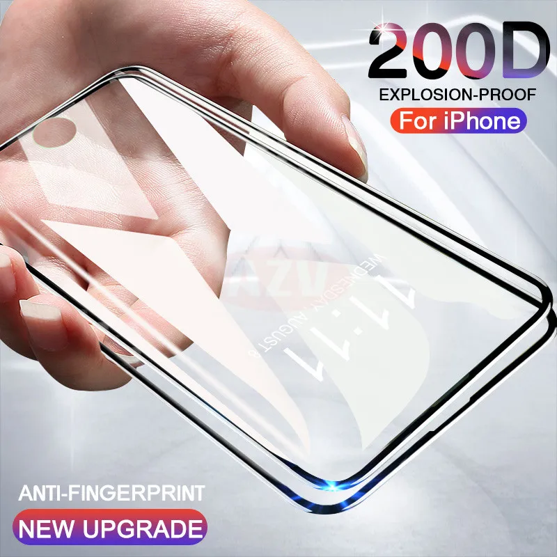 Изогнутое закаленное стекло 200D для iphone 7 6 6S 8 Plus Защита экрана X XS MAX XR Защитное 11 PRO