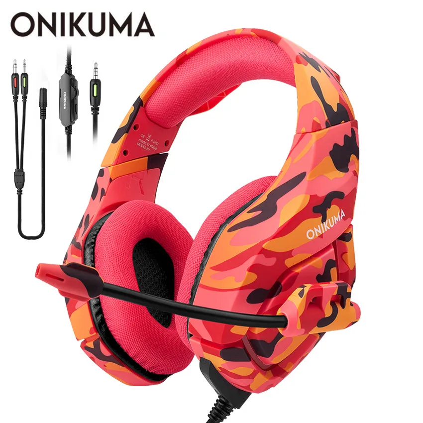 ONIKUMA K1 PS4 гарнитура игровые наушники стерео шлем для IPad мобильного телефона Xbox One с микрофоном PC Gamer Bass Наушники