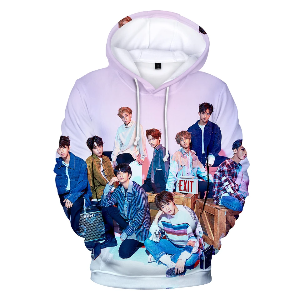 Stray Kids Pullover Stylish Hooded Sweatshirt 3D Printing Long Sleeve Tops Personalise Pullover Unisex 