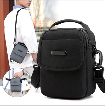 

Men's canvas outdoor sports sling one-shoulder small square bag inclined across lightweight waterproof Oxford cloth bag