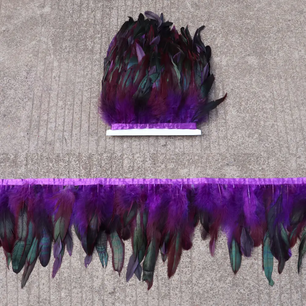 10 ярдов натуральная бахрома из перьев петуха отделка Высота 6-8inchChicken Hackle Перья DIY ремесла аксессуары для одежды - Цвет: purple