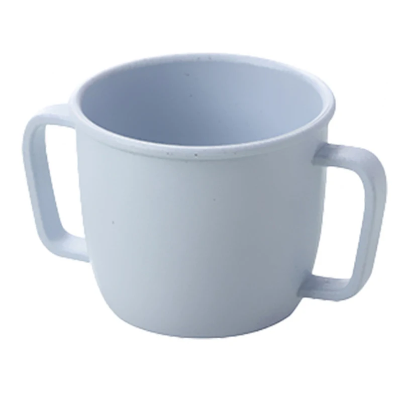 Пшеничная соломенная Экологичная чашка для воды для детей, чашка для завтрака с двойной ручкой, Экологичная чашка для молока и напитков для детей - Цвет: blue