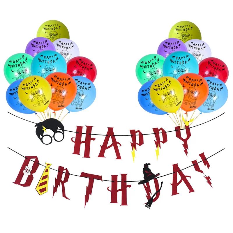Potters Latex Balloons Banners Happy Birthday Magic Party Decorations Bunting Harried Cake Toppers Baby Shower Kids Toys Ballons - Цвет: 1Set