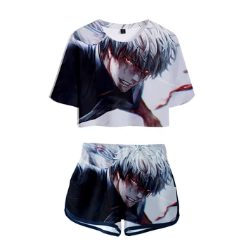 

New Printed Women GINTAMA two piece set New design Oversize short sleeve and Short GINTAMA Pants O-neck Summer Set