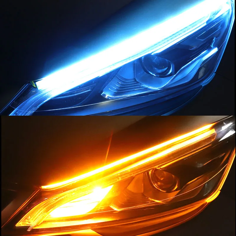 blue to yellow 2x ультратонкая DRL светодиодный дневные ходовые огни авто течёт указатель поворота для Opel Astra VAUXHALL MOKKA Zafira Insignia - Название цвета: blue to yellow