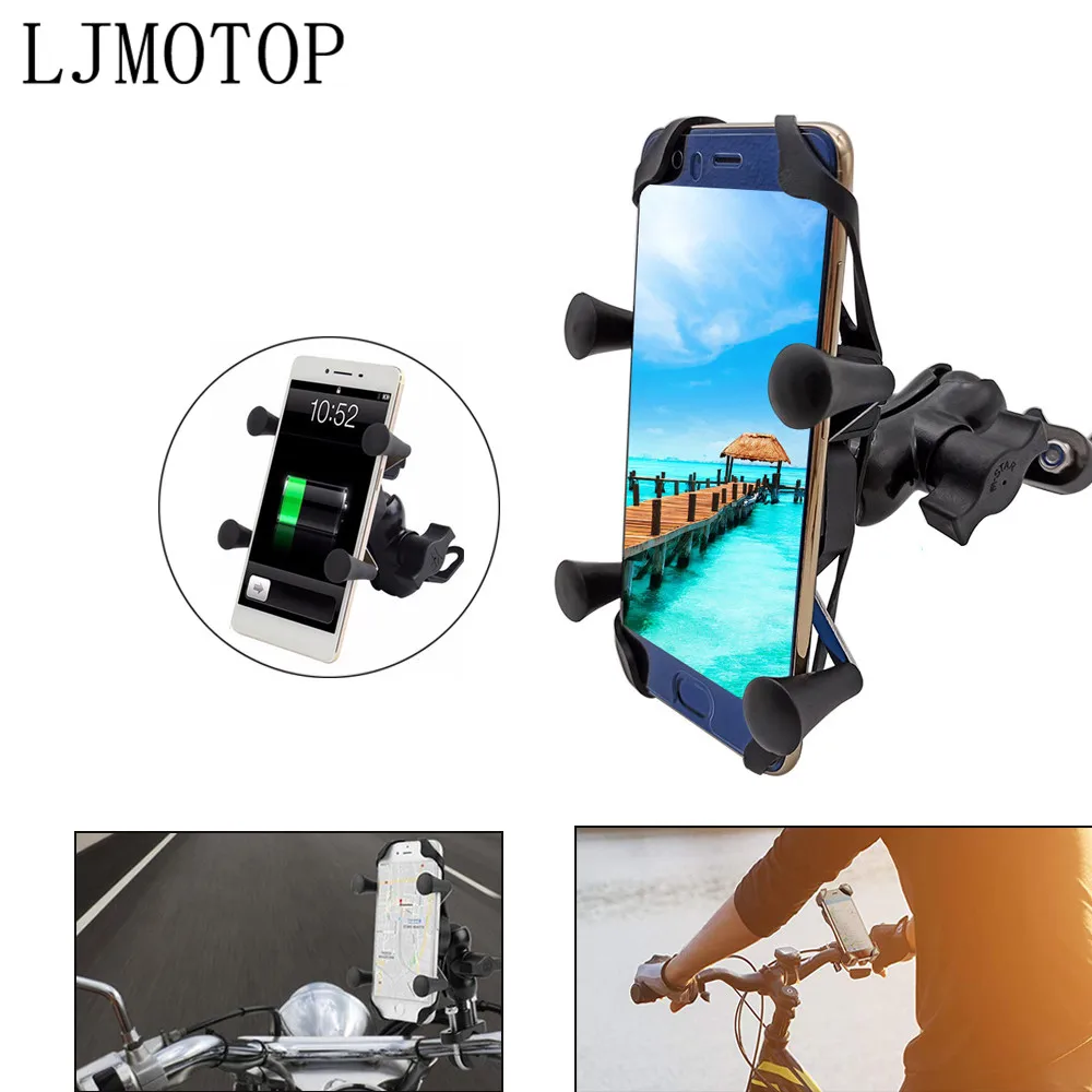 360 Chargeable Motorcycle GPS Phone holder Wired USB Universal Mount For Suzuki GT550 RG500 RGV250 VS VZ 800 Bandit 650S DL1000 |