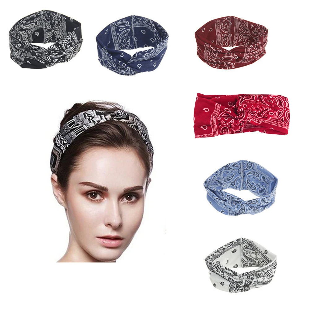 Women Yoga Headband Elastic Floral Absorption Hair Band Cotton Man Fitness Elastic Sports Hair Accessories Female 903
