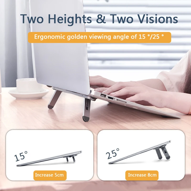 

Reusable Adjustable Laptop Stand Protable Mini Foldable Metal Notebook Laptop Tablet Holder Cooling Stand Bracket Max Bear 25kg
