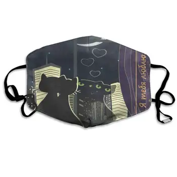 

Face Mask Valentine's Day Black Cat Unique Cycling Half Face Earloop Nose Mask for Woman