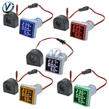 Mini 22 millimetri 3 in 1 Digital Corrente Voltmetro Amperometro Hertz Misuratore di Frequenza AC 60-500V LED Corrente indicatore di tensione Tester Strumenti