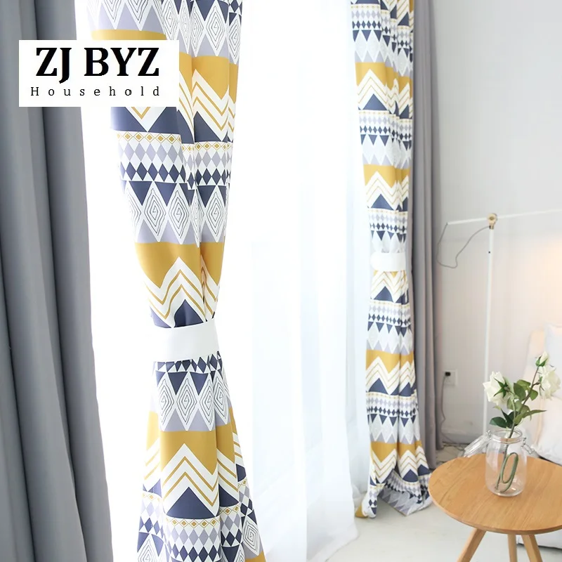 

Fashion Geometric Custom Curtain Contracted Contemporary Curtains for Living Room Bedroom Shading Nordic Day Type Style