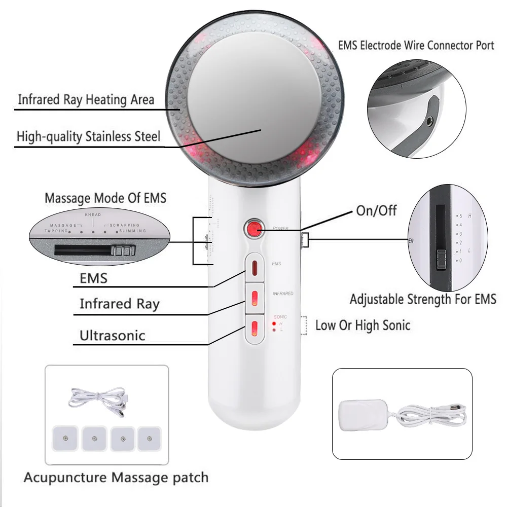 Günstige 3 in 1 EMS Infrarot Ultraschall Körper Massager Gerät Ultraschall Abnehmen Fett Brenner Kavitation Gesicht Hebe Werkzeug Schönheit Maschine