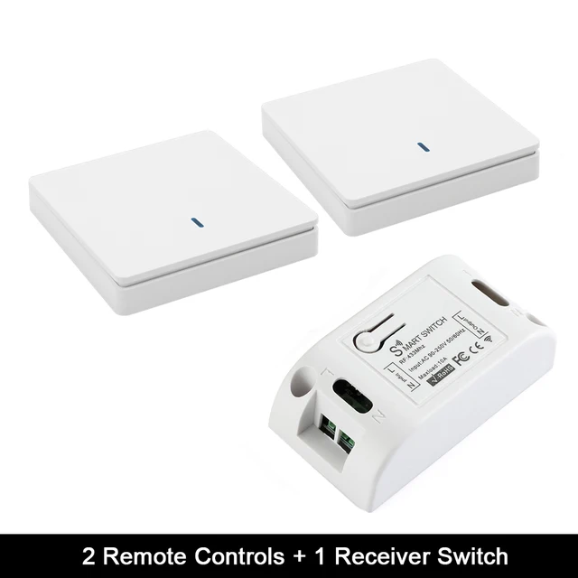 Rubrum Wall Switch 433Mhz Wireless RF 86 Wall Panel Transmitter Switch and AC 110V 220V Relay Receiver For Home Light LED Lamp 2 RC and 1 Receiver