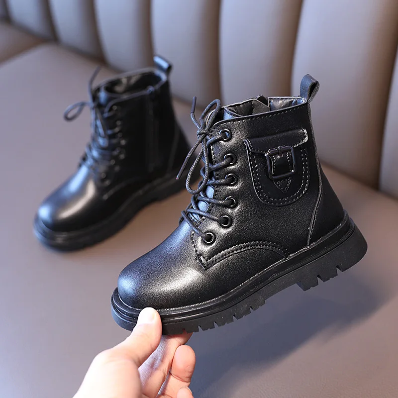 Botines a la moda para niña, botas de cuero PU impermeables para  adolescentes, botas de goma gruesas para Otoño e Invierno - AliExpress  Madre y niños