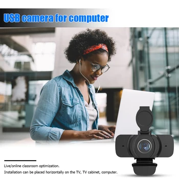

FHD 1080P Webcam with Privacy Cover Built-in Mic USB Driver Free PC Web Camera Digital USB Video Recorder for Home Office