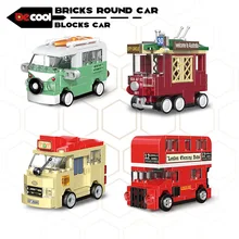DECOOL – blocs de construction de voiture en briques de ville, véhicules ronds à tirer, modèle de camion Bus de tourisme, cadeau pour enfants