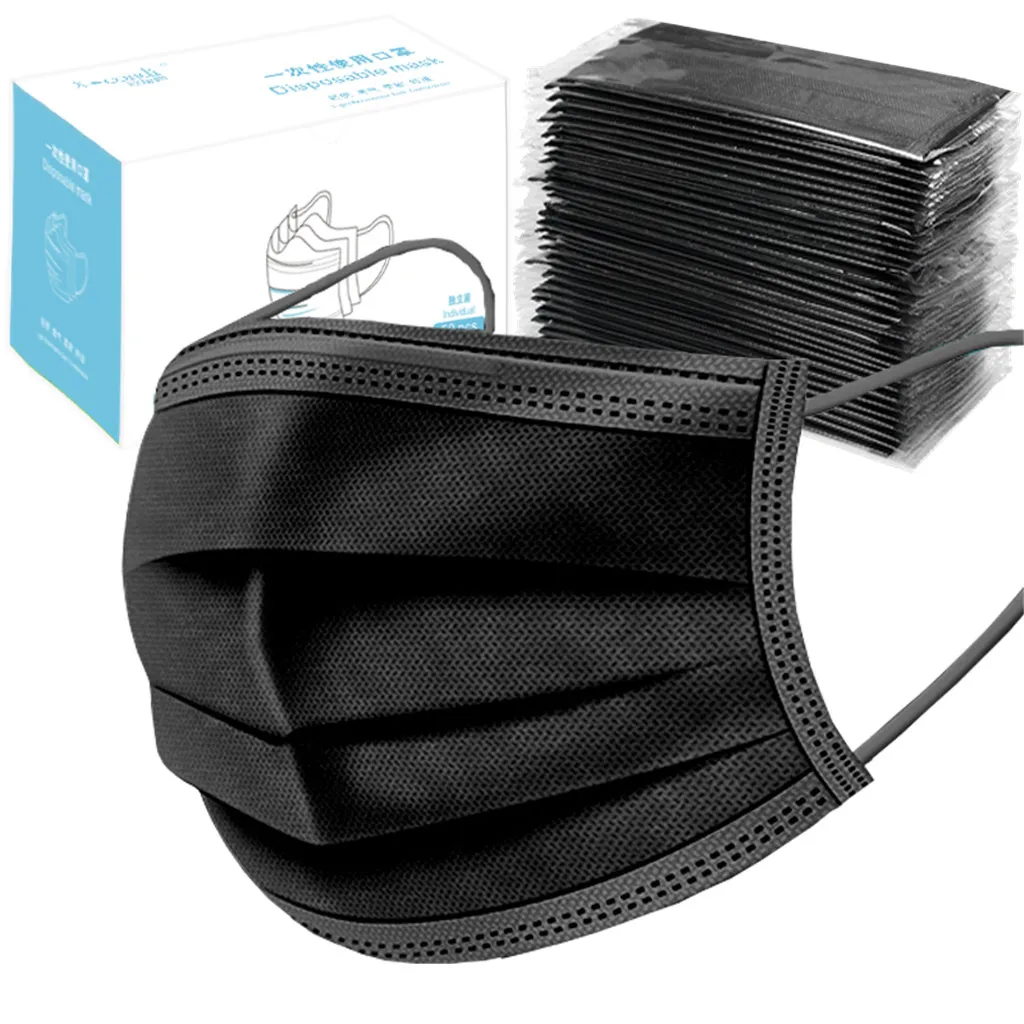 

50PCS 3 layers a box of individually packed masks Disposable Mask Activated Carbon Mask Unisex Protection Fabric Dust Mask