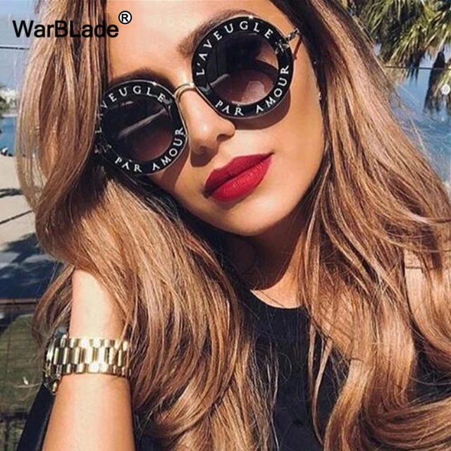 2018 nuevas gafas de sol redondas de moda de diseñador de marca para mujer gafas de sol Vintage con degradado UV400 Oculos Lentes WarBLade _ - AliExpress Mobile