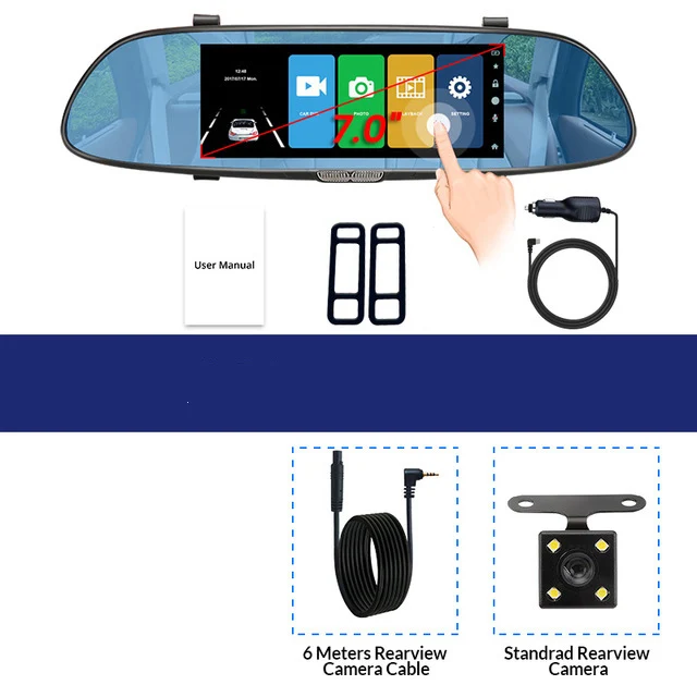 MaoHooMa Автомобильный видеорегистратор Dashcam dvr зеркальная видеокамера FHD 1080P Автомобильная камера с двумя объективами с камерой заднего вида Авто регистратор видеорегистратор - Название цвета: With Rear Camera