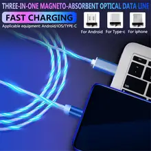 Магнитный usb-кабель 3 в 1, кабель для быстрой зарядки USB type-C, кабель Micro usb, кабель для мобильного телефона с углом обзора 360 градусов, инновационный стример