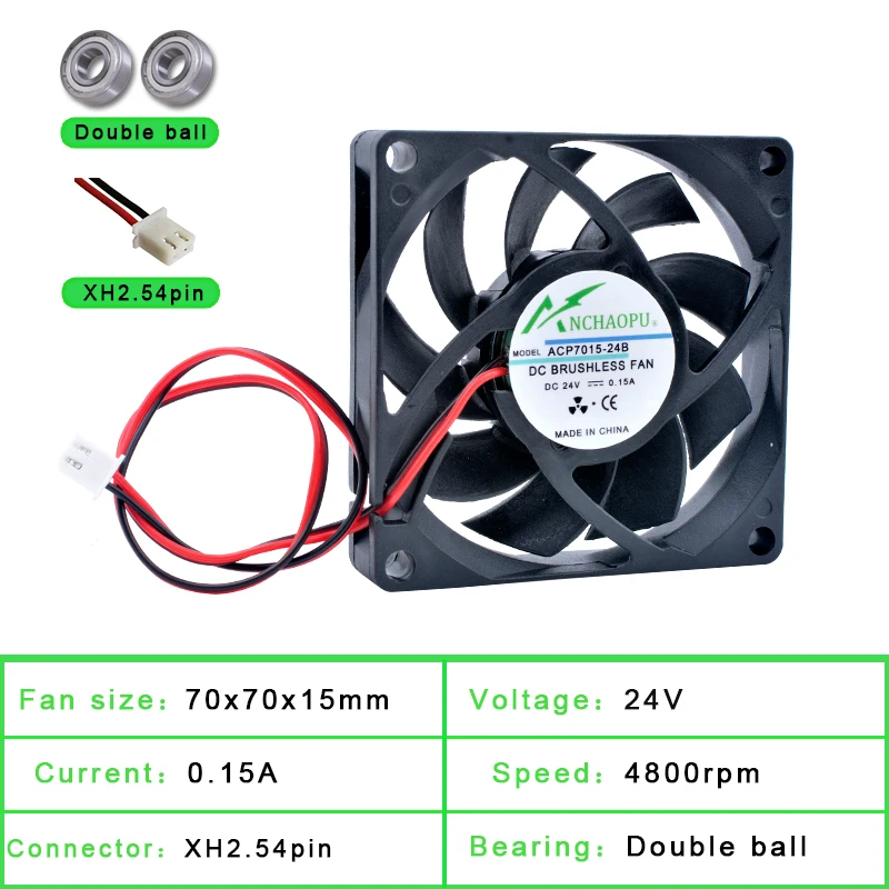 ACP7015 7cm 70mm 70x70x15mm DC5V 12V 24V 2pin Cooling Fan for Chassis Power Supply Router Inverter cooling fan