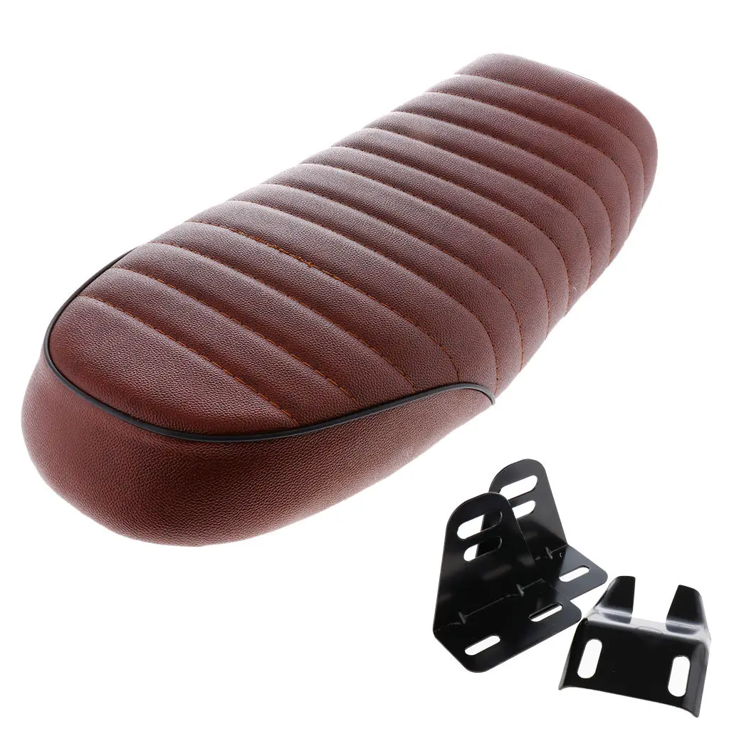 Universal Cafe Racer Seat Leatherette Flat Vintage Cushion Saddle for Honda CG125 |