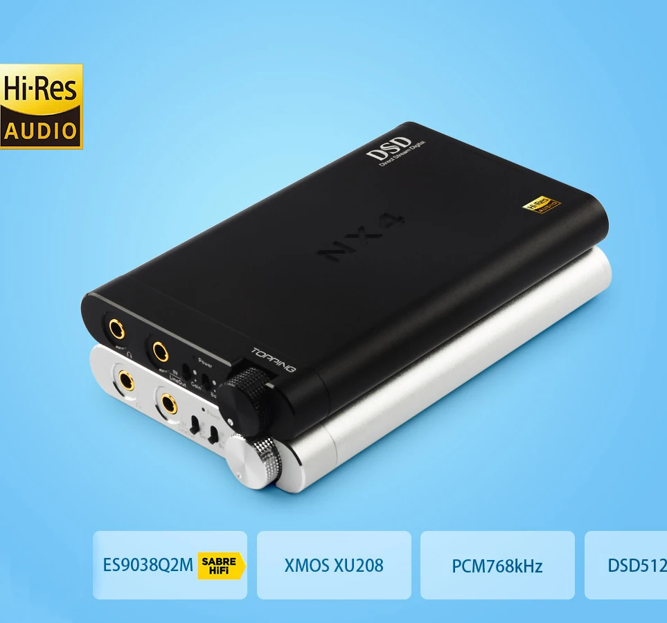 NEW Topping NX4 DSD XMOS XU208 Chip DAC ES9038Q2M Chip Portable USB DAC DSD Decoder Amplifier Headphone AMP Amplifier Rated 4 9