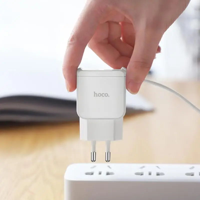 HOCO C59A двойной USB портативный адаптер зарядного устройства Путешествия ЕС Plug w/зарядный кабель